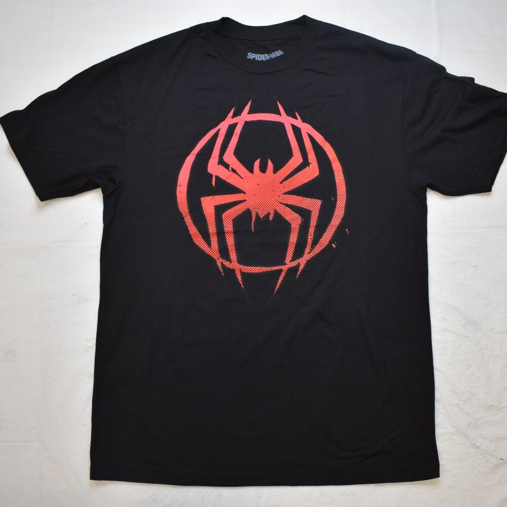 Spider-Man Across The Spider-Verse Mens Big & Tall Splatter Logo Shirt New XLT